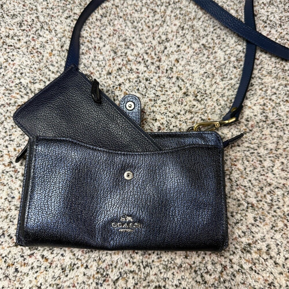 Coach Noa Pop Up Messenger Crossbody Bag Womens Small Navy Blue w/ Pouch